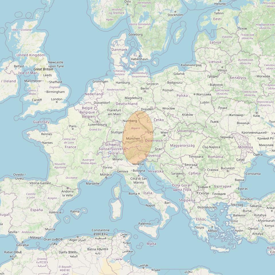 Eutelsat Konnect at 7° E downlink Ka-band EU18 User Spot beam coverage map