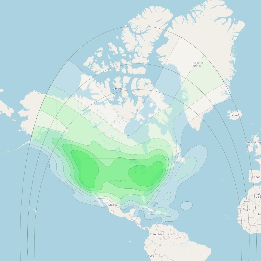 Sirius XM8 at 85° W downlink S-band SDARS beam coverage map