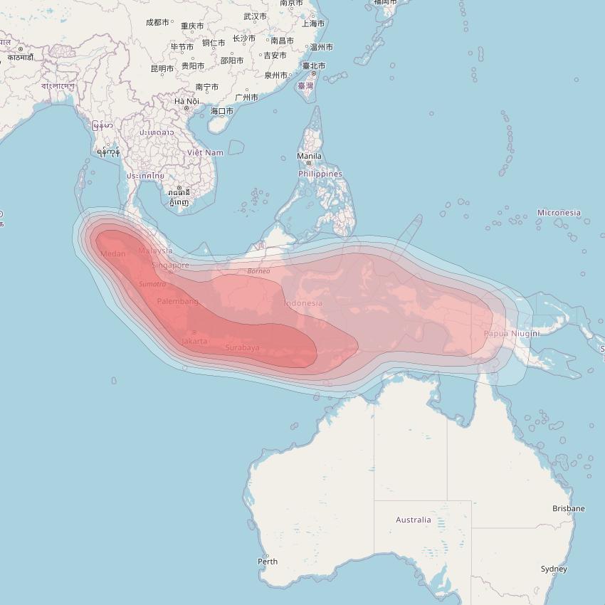 Measat 3B at 91° E downlink Ku-band Indonesia beam coverage map