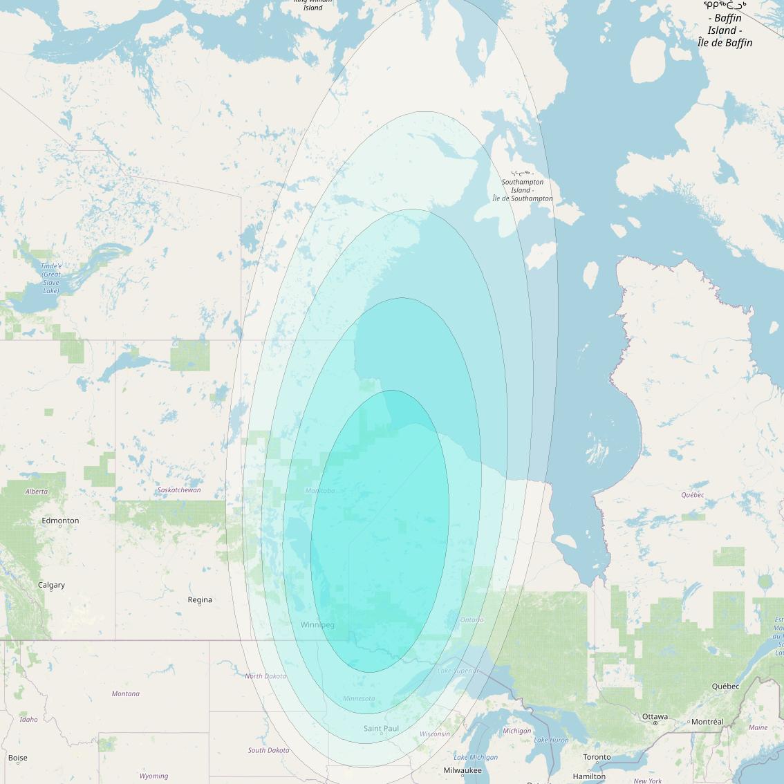 Inmarsat-4F3 at 98° W downlink L-band S110 User Spot beam coverage map