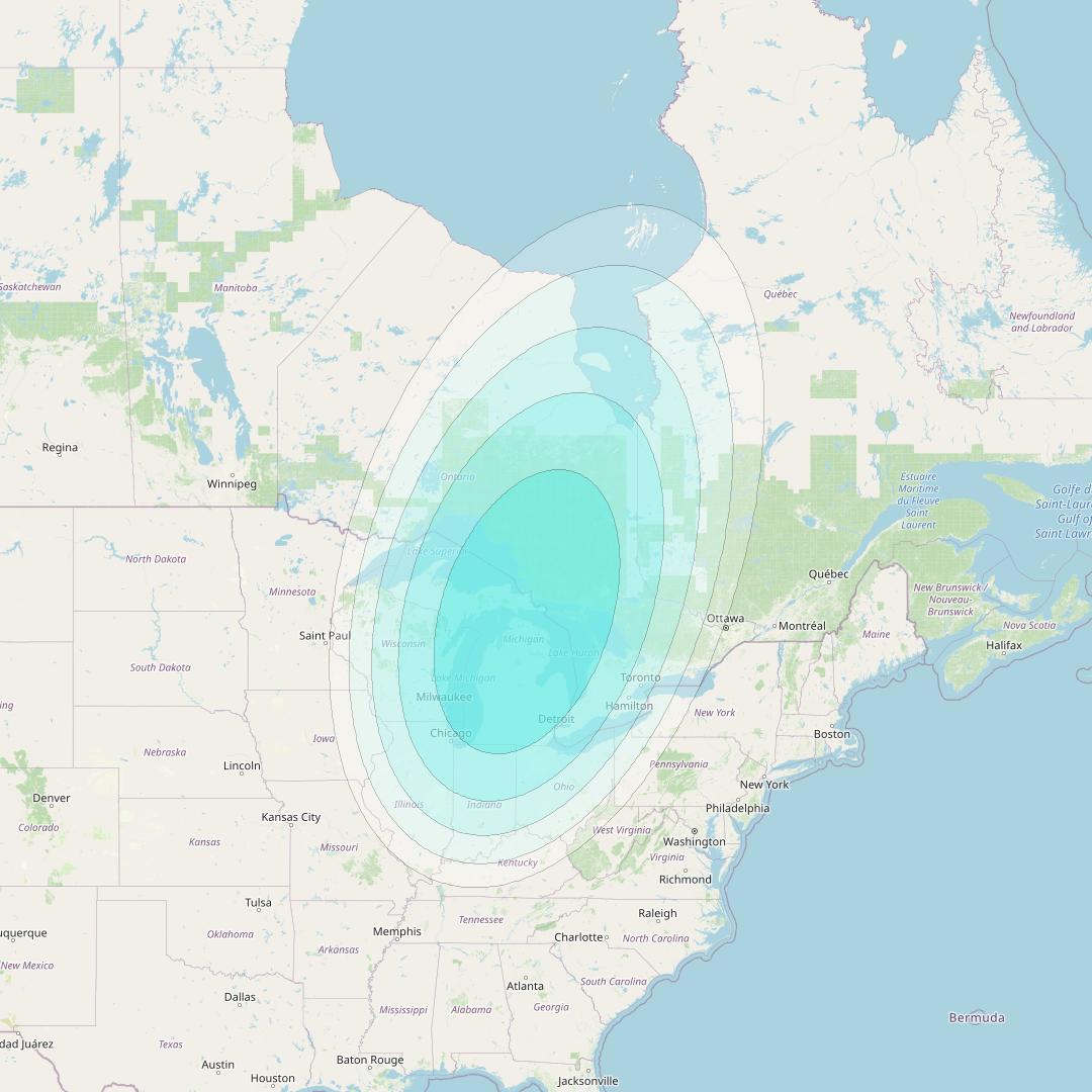 Inmarsat-4F3 at 98° W downlink L-band S124 User Spot beam coverage map
